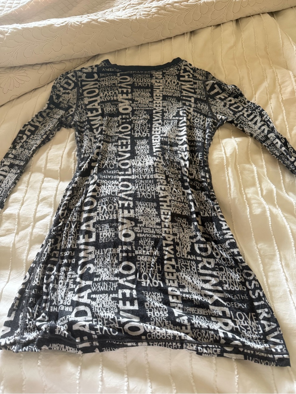lululemon athletica Black & White Text-Print Long Sleeve Top